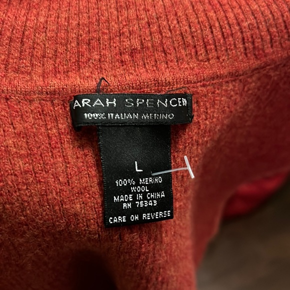 Sarah Spencer Marino Wool Turtleneck Cropped Top Size large - Picture 3 of 6